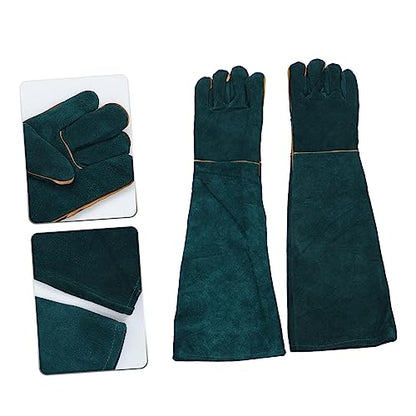 HANABASS 62cm Leather Bite Gloves for Reptile Handling PET Protection Hand Cover Bite-Proof Gloves for Hamsters Snakes and Lizards