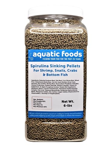 Spirulina Sinking Pellets for Shrimp, Snails, Crabs, Catfish, Plecos for All Tropical Fish 1/16" x 3/8" Pellets by Zeigler…6-lb Lg Jar - size: 6 Pound (Pack of 1)