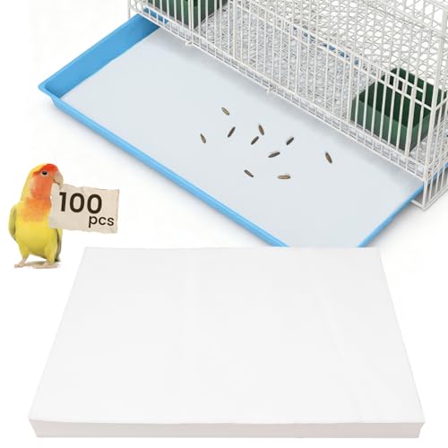 17.7x13.8in Bird Cage Liners - 100 Sheets Pre-Cut Disposable Cage Tray Liners, High Absorbent Non-Woven Pads for Parrots, Cockatiels and Small Animals - size: 17.7x13.8in-100P