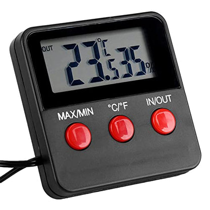 HERCHR Digital Thermometer Hygrometer,LCD Display Indoor Temperature Humidity Meter Gauge with Probe Reptile Thermometer and Humidity Gauge