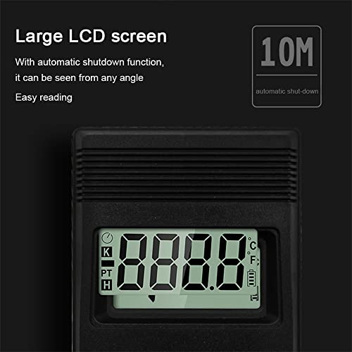 K-Type Digital Thermometer with Thermocouple Probe Wire, -50°C to 1300°C Measurement Range, LCD Backlight LCD Thermometer