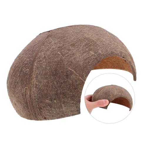 Abaodam Coconut Shell Shelter Reptile Hideout Cave for Leopard Gecko Accessories Bearded Dragon Aquarium Hide Easy to Clean