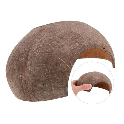 Abaodam Coconut Shell Shelter Reptile Hideout Cave for Leopard Gecko Accessories Bearded Dragon Aquarium Hide Easy to Clean
