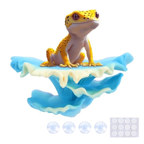 Westant Mushroom Decor for Reptile Tank, Fish Tank, Pet-Safe Bearded Dragon Tank Accessories, Realistic Terrarium Plants for Leopard Geckos, Crested Geckos, Tree Frogs, Snakes (Lagoon, Shelf Cap) - color: Lagoon, size: Shelf Cap