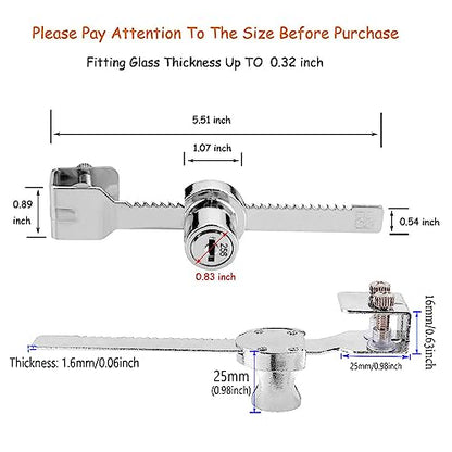 XIEHE 318 Sliding Glass Door Lock, Closet Locks for Sliding Doors with 2 Keys, Ratchet Lock with Chrome Finish, No Drill Cabinet Door Lock (5 Pack, Keyed Different) - size: 1pack, Keyed Different (Pack of 5)