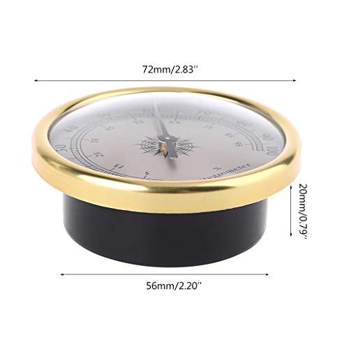 72mm Round Gold Hygrometer Humidity Meter Gauge Ring Surface - No Battery Needed