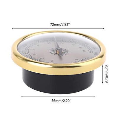 72mm Round Gold Hygrometer Humidity Meter Gauge Ring Surface - No Battery Needed