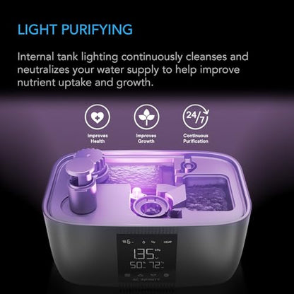 AC Infinity CLOUDFORGE T5, Warm Mist Plant Humidifier 9L with VPD Humidity 10-Level Controls, Hot/Cold Vaporizer for All Climates, Continuous Water Purifying, Extendable Targeted Hose for Grow Tents - size: 9 L