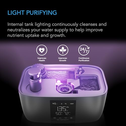 AC Infinity CLOUDFORGE T5, Warm Mist Plant Humidifier 9L with VPD Humidity 10-Level Controls, Hot/Cold Vaporizer for All Climates, Continuous Water Purifying, Extendable Targeted Hose for Grow Tents - size: 9 L