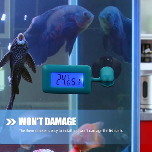 Digital Reptile Thermometer with 360° Rotary Night Light and Suction Cup, Green Mini Hygrometer for Leopard Gecko and Bearded Dragon Tank Temperature Monitoring