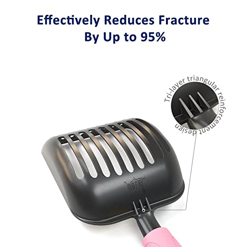 WePet Cat Litter Scoop, Non-Stick Plated Aluminum Alloy Sifter, Kitty Durable Metal Scooper, Deep Shovel, Long Handle, Kitten Pooper Lifter, Size Medium, Coated Black Body with Pink Handle - color: #10 Pink, size: Medium
