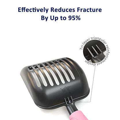 WePet Cat Litter Scoop, Non-Stick Plated Aluminum Alloy Sifter, Kitty Durable Metal Scooper, Deep Shovel, Long Handle, Kitten Pooper Lifter, Size Medium, Coated Black Body with Pink Handle - color: #10 Pink, size: Medium