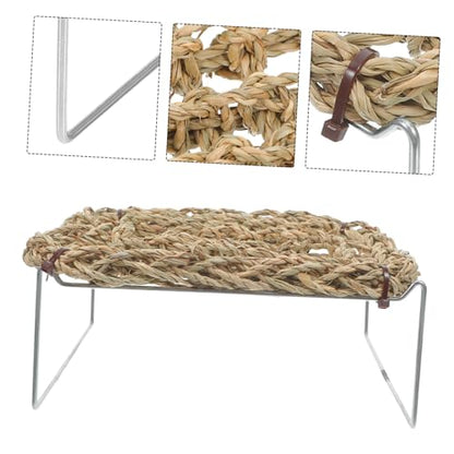 jojofuny Bearded Dragon Bed with Sea Grass Material, Rectangle Shape Climbing Habitat Decor, Wear-Resistant Lizard Hammock for Bearded Dragon and Leopard Gecko Tank or Outdoor Frog Habitat