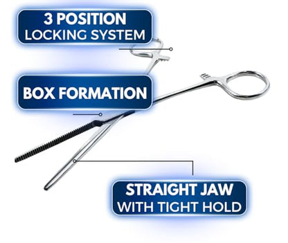 ADROIT 6" (15.2 cm) Straight & Curved Tip Stainless Steel Hemostat Forceps | Precision Teeth Grip | Versatile Use for First Aid, Crafting, & Electronics - size: 6", style: Straight & Curved