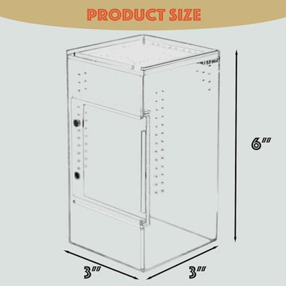 Reptile Tank 3x3x6 Terrarium – Acrylic Reptile Enclosure for Gecko, Jumping Spider, and Praying Mantis – Compact Tree-Dwelling Terrarium for mini Pets - size: 3"3"6"