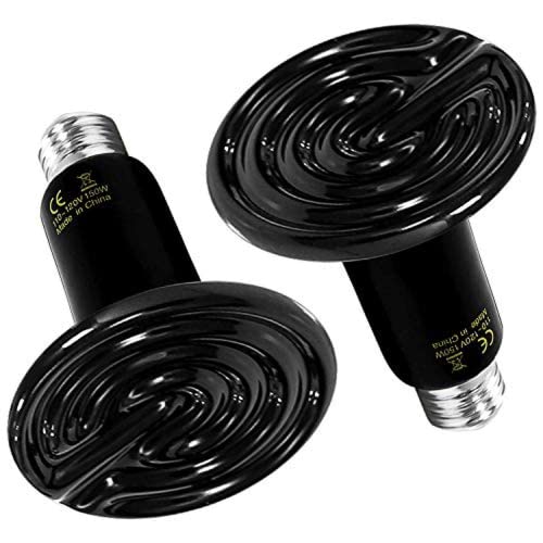 Simple Deluxe 150W Reptile Heat Lamp Bulb Ceramic Heat Emitter No Light Emitting Brooder Coop Heater for Amphibian Pet & Incubating Chicken, 2 Pack Black - size: 150 Watts, style: 2 Pcs