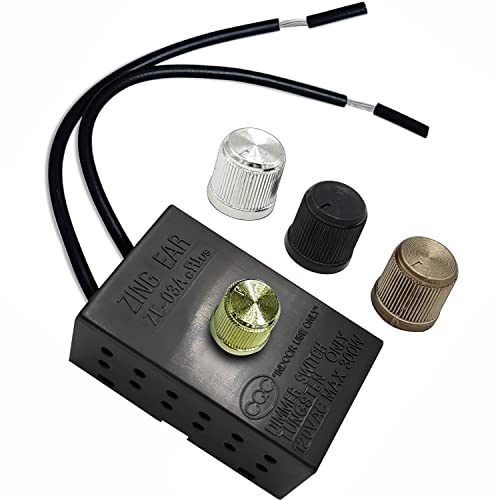 Zing Ear ZE-03A Dimmer Switch 120VAC 240VAC 300W MAX Repair Tools Replacement Full Range Inline Table Lamps Floor Lights Dimmable LED Plastic Outer Shell Brass Easy to Install - size: Plastic shell