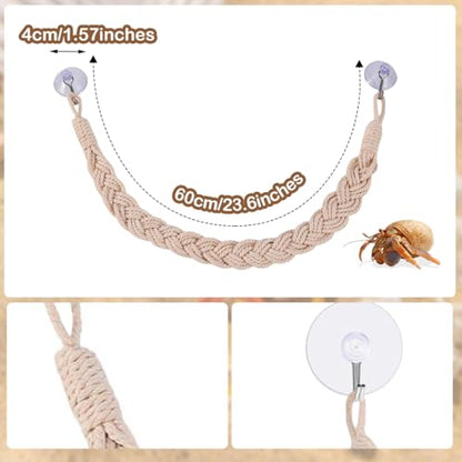 Hermit Crab Climbing Rope, 23.6 Inches, Cotton, Reptile Climbing Accessory, Off White - color: Off White