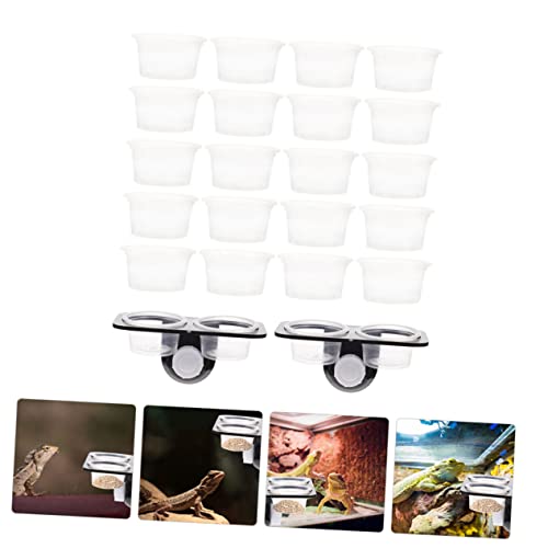 Kisangel 2-Piece Reptile Feeding Dish Set with Suction Cups Random Color Gecko Water Bowl and Food Ledge for Lizards and Other Reptiles for Terrariums