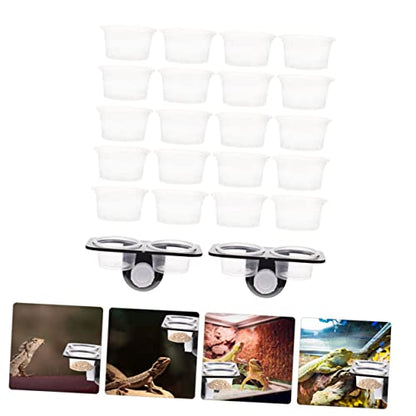 Kisangel 2-Piece Reptile Feeding Dish Set with Suction Cups Random Color Gecko Water Bowl and Food Ledge for Lizards and Other Reptiles for Terrariums