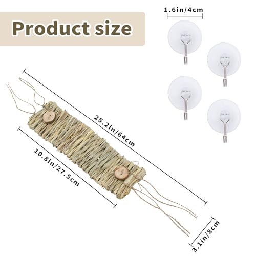 Leopard Gecko Tank Accessories, Straw Hammock with Suction Cup for Small Reptile, Reptile Habitat Decor for Crested Gecko, Chameleon and Other Small Lizards