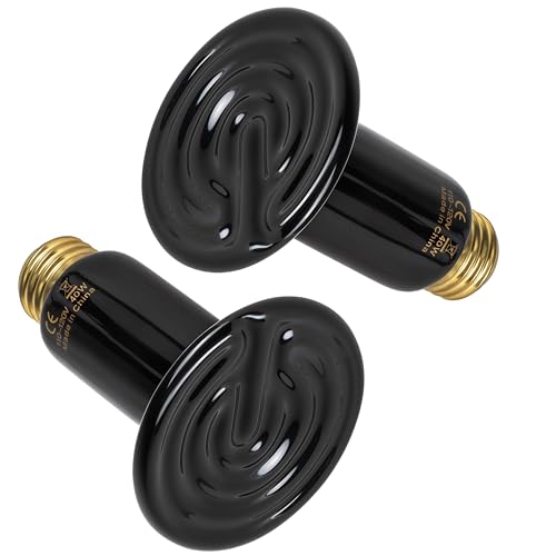 HealSmart 40W Reptile Heat Lamp Ceramic Heat Emitter, No Light Emitting Heat Bulbs, Suitable for Snake/Lizard/Spider, Plant Growth and Incubating Chicken, 2-Pack - size: 40 Watts, style: D-75mm (2.95")