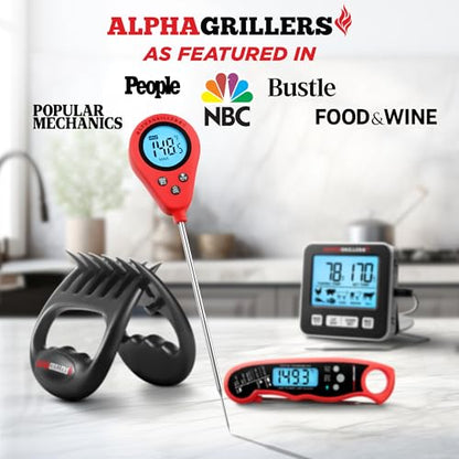 Alpha Grillers Instant Read Meat Thermometer, Digital Food Thermometer for Cooking, Bread Thermometer for Sourdough Baking, Fast Probe Kitchen Thermometer
