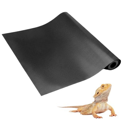 MiOYOOW Reptile Terrarium Mat, EVA Vivarium Liner with Anti-Slip Texture Washable Small Animals Carpet for Lizard, Gecko - color: Black, size: 44.5cm*200cm