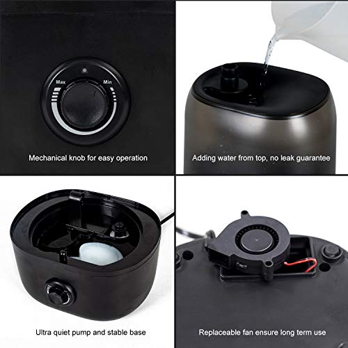 WACOOL Adjustable Reptile Fogger Terrarium Humidifier, Large Tank Fog Machine with Double Hoses & 4 Liter Reservoir, Large Tank Terrarium Humidifier for Reptiles/Amphibians/Herps/Vivarium