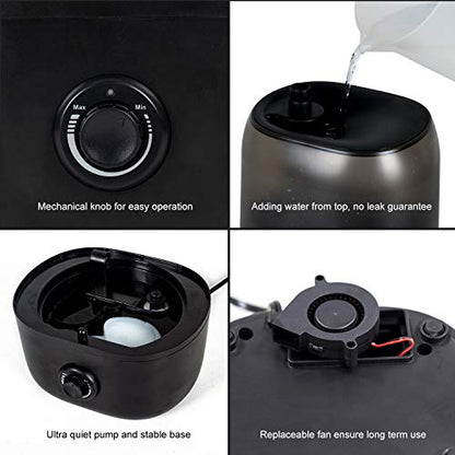 WACOOL Adjustable Reptile Fogger Terrarium Humidifier, Large Tank Fog Machine with Double Hoses & 4 Liter Reservoir, Large Tank Terrarium Humidifier for Reptiles/Amphibians/Herps/Vivarium