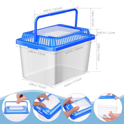 Gatuida Turtle Carrier Fish Tank Portable Fish Tank with Lid Clear Plastic Transport Box for Turtles Reptiles Home Breeding Easy Carry Handle for Safe Travel