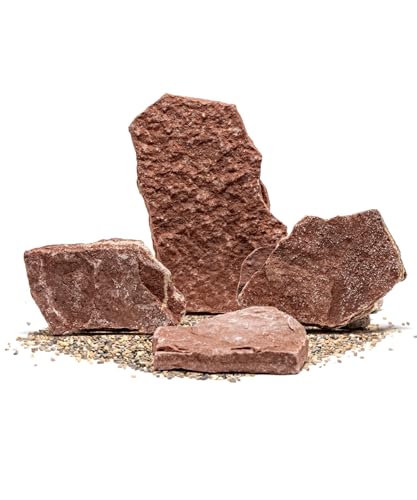Natural Slate Stone for Aquariums, Fish Tanks, Terrariums, Aquascaping and Amphibian Enclosures, Mix of Large and Medium Size Rocks - by SubstateSource (5 Pounds, Red River)