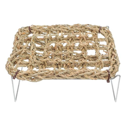 KOMBIUDA Rectangle Bearded Dragon Hammock - Reptile Tank Accessories - Basking Platform - Sea Grass Bed with Metal Legs - Climbing Habitat for Lizard Frog