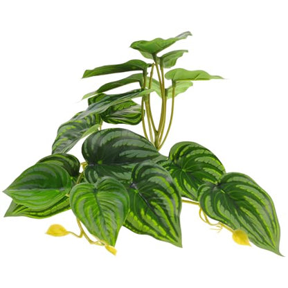 Artificial Reptile Terrarium Plant with Water-Soluble Resin Leaves, Fake Fish Tank Decor for Lizard Box and Amphibian Habitat, Simulation Monstera Leaf Ornament for Turtle Tank