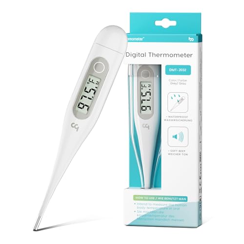 Femometer Thermometer for Adults and Kids, Digital Thermometer with Fever Alert, Memory Recall, C/F Switchable, for Oral, Rectal or Under Arm Use, Grey - color: Grey