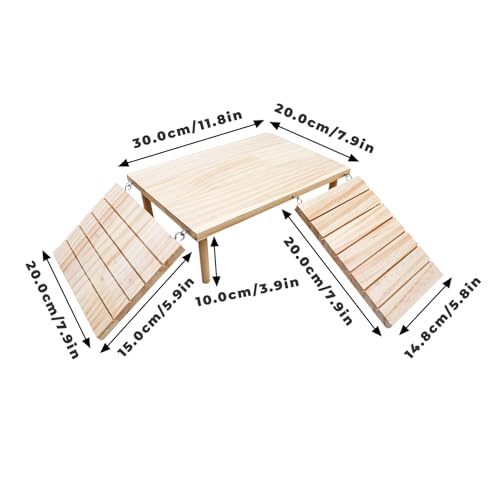Oooct Bearded Dragon Basking Platform, Wooden Reptile Cave Hideout with Climbing Ramp, Aquariums & Terrariums Accessories for Bearded Dragons Leopard Geckos Lizards Turtles Hamsters - color: Wood