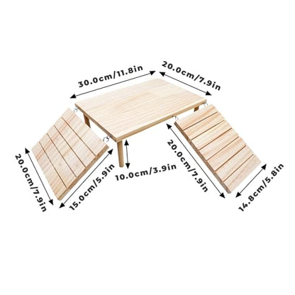 Oooct Bearded Dragon Basking Platform, Wooden Reptile Cave Hideout with Climbing Ramp, Aquariums & Terrariums Accessories for Bearded Dragons Leopard Geckos Lizards Turtles Hamsters - color: Wood