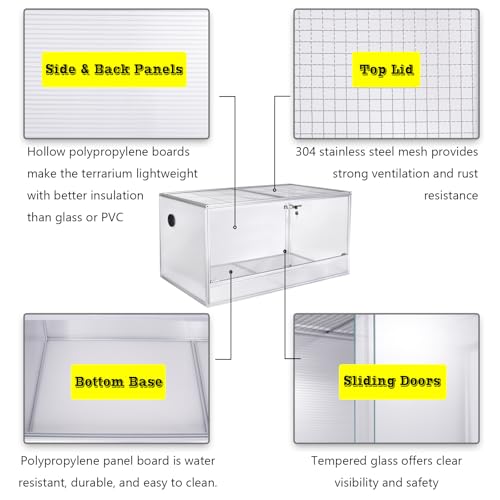 120 Gallon Bearded Dragon Tank, 48x24x24 Reptile Enclosure, Silver - color: Silvery