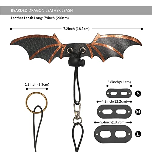 Bearded Dragon Leash and Harness Set, Beardie Carrier, Lizard Adjustable Harness with Leather Wings and Sling Bag, Reptile Small Pet Backpack Batwing Accessories (Leopard Pattern with Crown) - color: Leopard Pattern with Crown