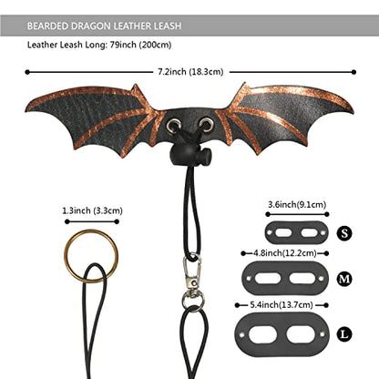 Bearded Dragon Leash and Harness Set, Beardie Carrier, Lizard Adjustable Harness with Leather Wings and Sling Bag, Reptile Small Pet Backpack Batwing Accessories (Leopard Pattern) - color: Leopard Pattern
