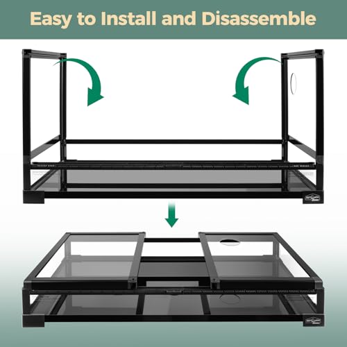 36 Gallon Full Glass Reptile Tank, Quick Fold Reptiles Enclosure with Waterproof Base, Top Screen Ventilation, 32" x 16" x 16" Front Opening Terrarium for Snake, Leopard Gecko, Lizard - size: 32" x 16" x 16"
