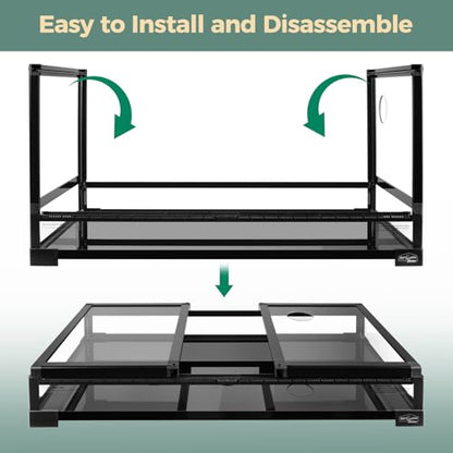 36 Gallon Full Glass Reptile Tank, Quick Fold Reptiles Enclosure with Waterproof Base, Top Screen Ventilation, 32" x 16" x 16" Front Opening Terrarium for Snake, Leopard Gecko, Lizard - size: 32" x 16" x 16"