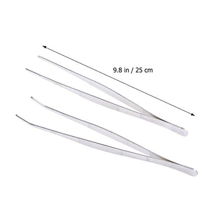 VORCOOL Stainless Steel Straight and Curved Nippers Feeding Tongs for Reptile Snakes Lizards Spider 2 Pcs Silver