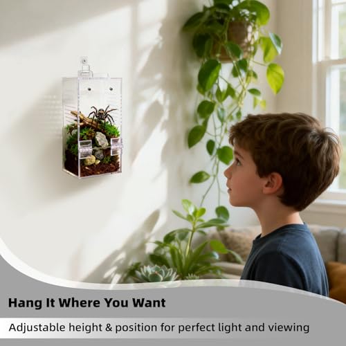 Acrylic Jumping Spider Enclosure 3.5×3.5×7 In – Can Be Hung | Magnetic Jumping Spider Enclosures | Ventilated&Stackable Spider Habitat | Tiny Spider Enclosure for Jumping Spiders & Praying Mantis Cage