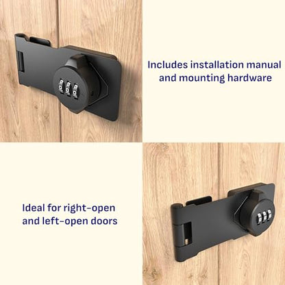 3-Digit Combination Lock, Black, Keyless, Zinc Alloy, Cabinet Door Latch, Easy DIY Installation, Wide Range of Uses - color: Black