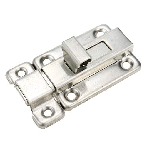 Geesatis 2 Pcs Sliding Lock Barrel Bolt Stainless Steel Sliding Latch Lock Barrel Bolt for Chests Cabinets Door Lock Bird Cage Lock Replacement, with Mounting Screws, Silver - style: B-Silver