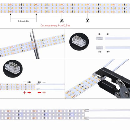 16.4FT LED Plant Grow Light, 2100LEDs Full Spectrum Grow Lamp with High PPFD, 24V 120W Cuttable Plants Growing Light Strip Flexible Self Adhesive for Seedlings Veg Flower - size: 16.4FT