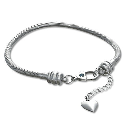 European Charm Bracelet for Women and Girls Bead Charms, Stainless Steel Snake Chain, Extender