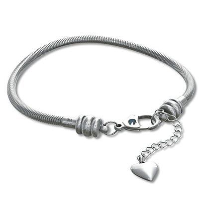 European Charm Bracelet for Women and Girls Bead Charms, Stainless Steel Snake Chain, Extender