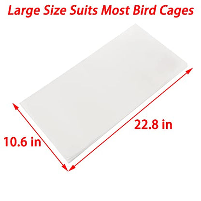 100 Pcs Large Size Bird Cage Liner Papers, Non-Woven Bird Cage Liners, Precut Absorbent Pet Cages Cushion (22.8 inch x 10.6 inch)